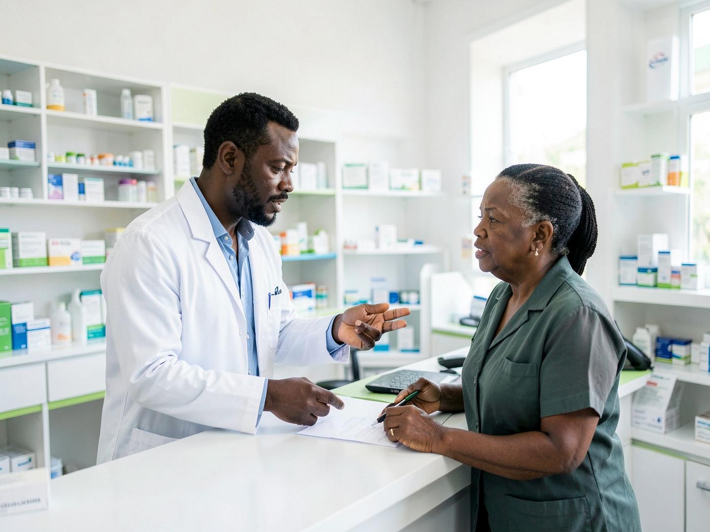 Pharmacist providing personal medication guidance